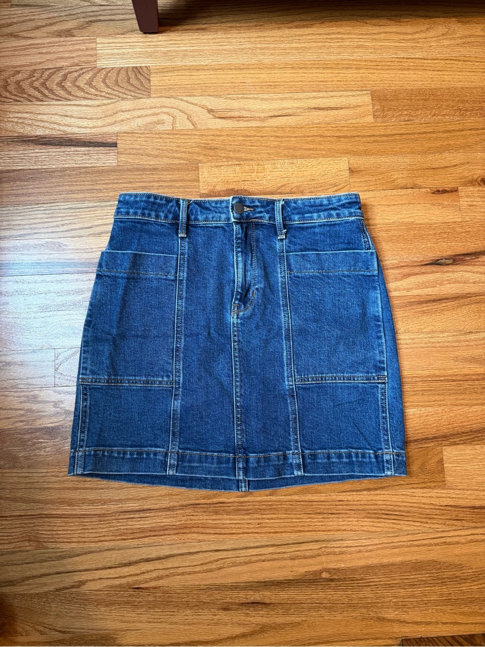 Old Navy Blue Denim Mini Skirt with Front Patch Pockets